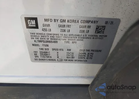 2021 Chevrolet Trailblazer Fwd Lt from USA, damaged, VIN KL79MPSL6MB054809